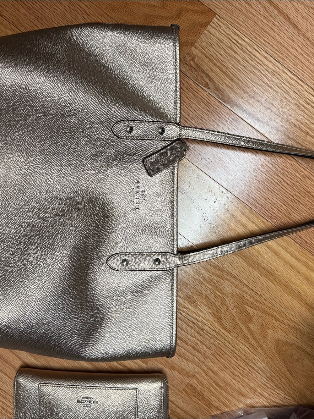 Coach Metallic Gold Leather Tote Shoulder Bag